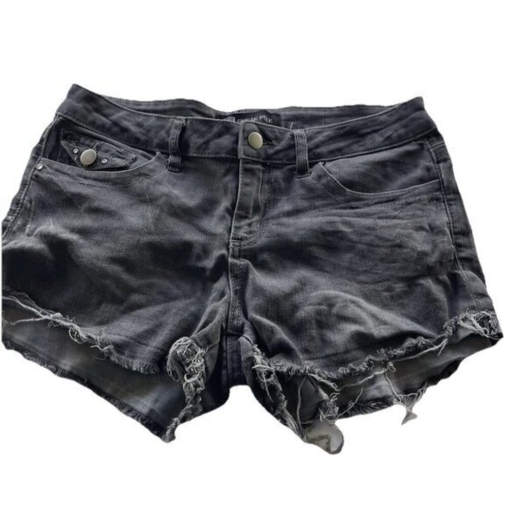 Sneak Peek Shorts Women’s Sz M Dark Gray Denim Western Y2K Travel Shorts